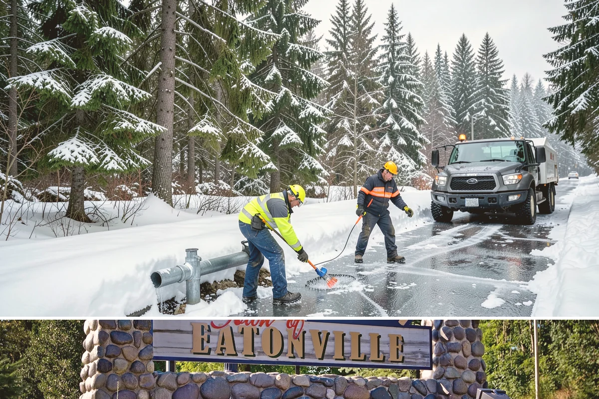 Post-Storm Cleanup in Eatonville, Pierce County, WA - Cleanup visits follow storms throughout winter, with the greatest need during January and February freeze-thaw cycles.