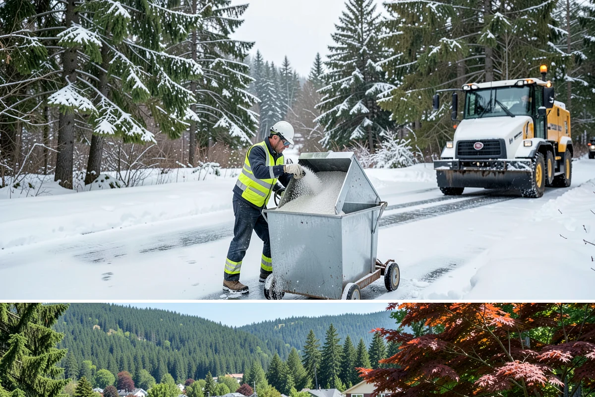 Post-Storm Cleanup in Index, Snohomish County, WA - Cleanup visits follow storms throughout winter, with the greatest need during January and February freeze-thaw cycles.