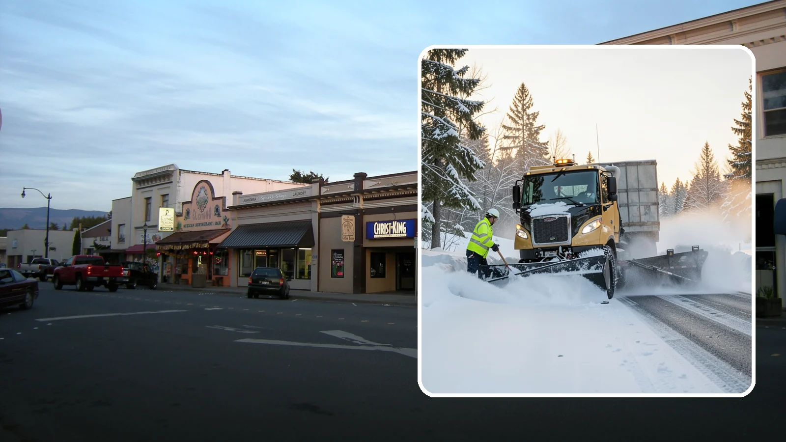 Powder Snow Removal in Burlington, Skagit County, WA - On the rare cold, dry spells that bring true powder to the lowlands, we clear it fast before winds redrift it.