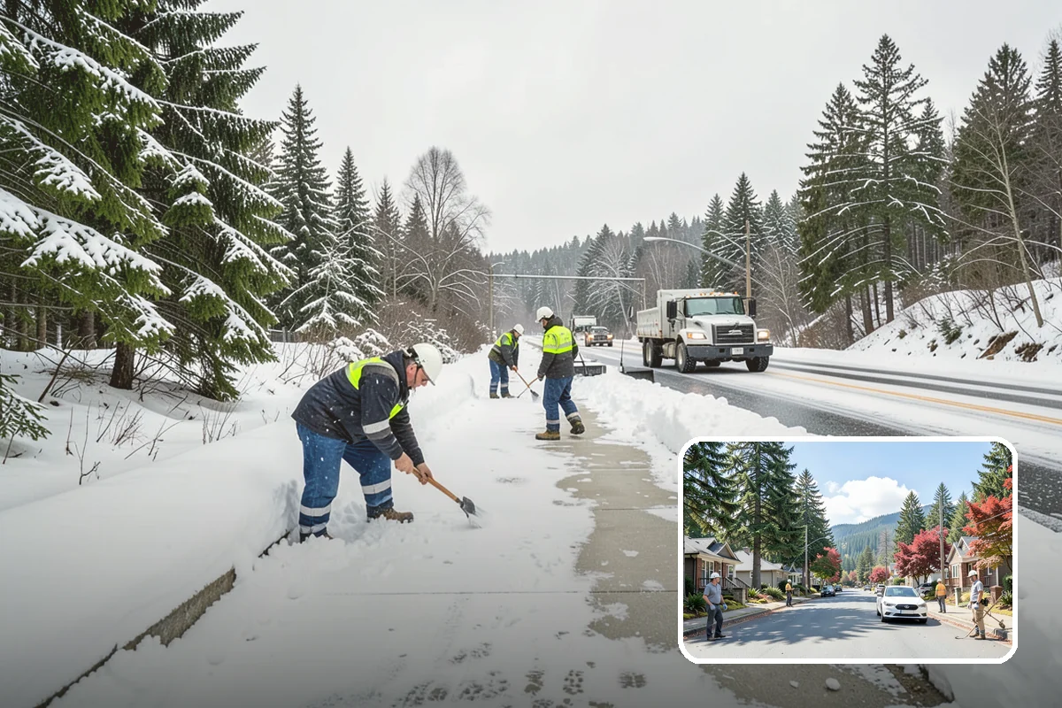 Powder Snow Removal in Hunts Point, King County, WA - Efficient clearing of light snow before drifting undoes the work