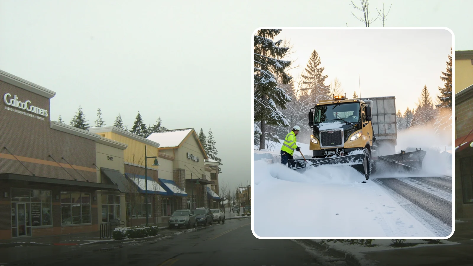 Powder Snow Removal in Mill Creek, Snohomish County, WA - On the rare cold, dry spells that bring true powder to the lowlands, we clear it fast before winds redrift it.
