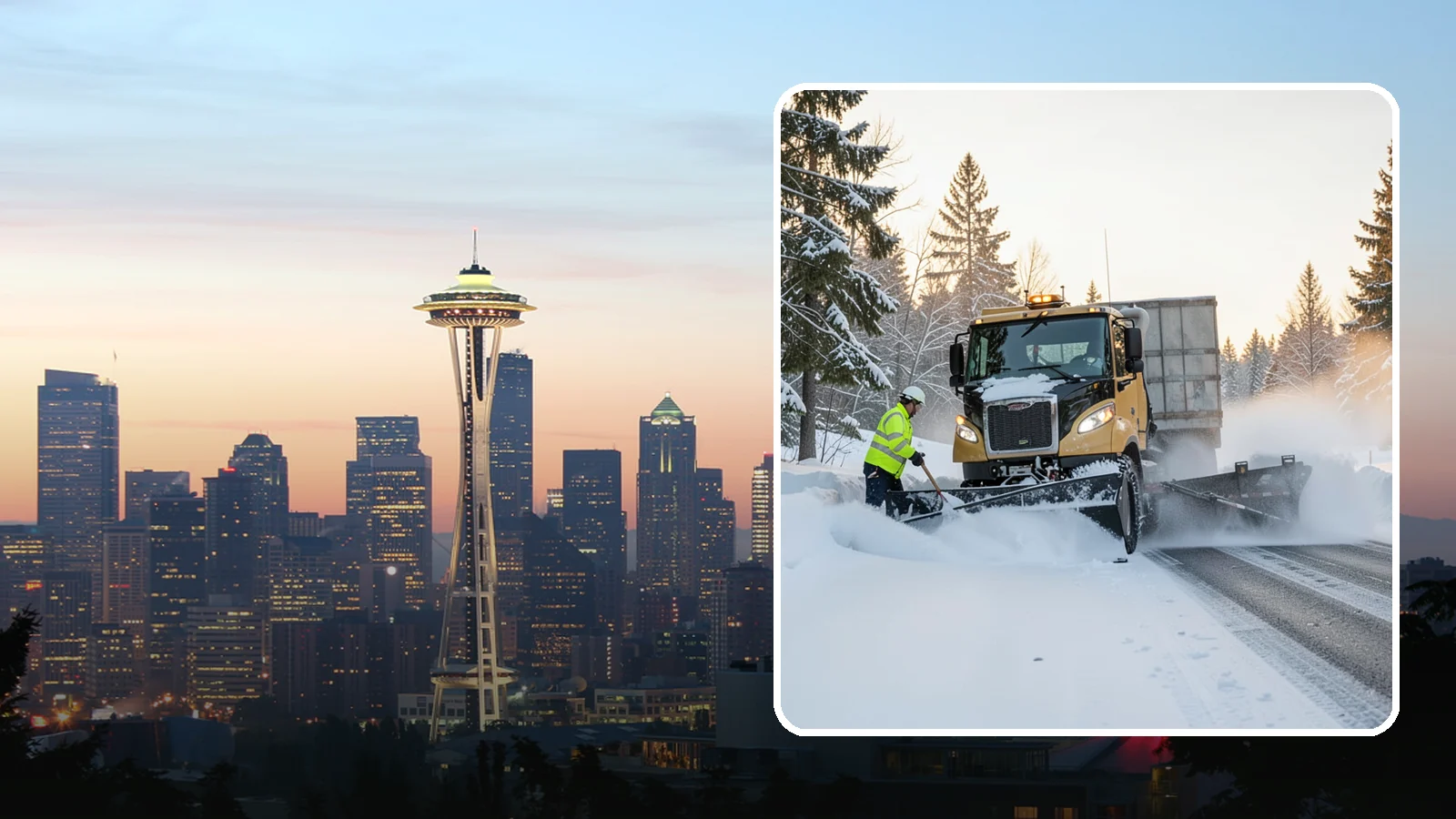 Powder Snow Removal in Seattle, King County, WA - On the rare cold, dry spells that bring true powder to the lowlands, we clear it fast before winds redrift it.