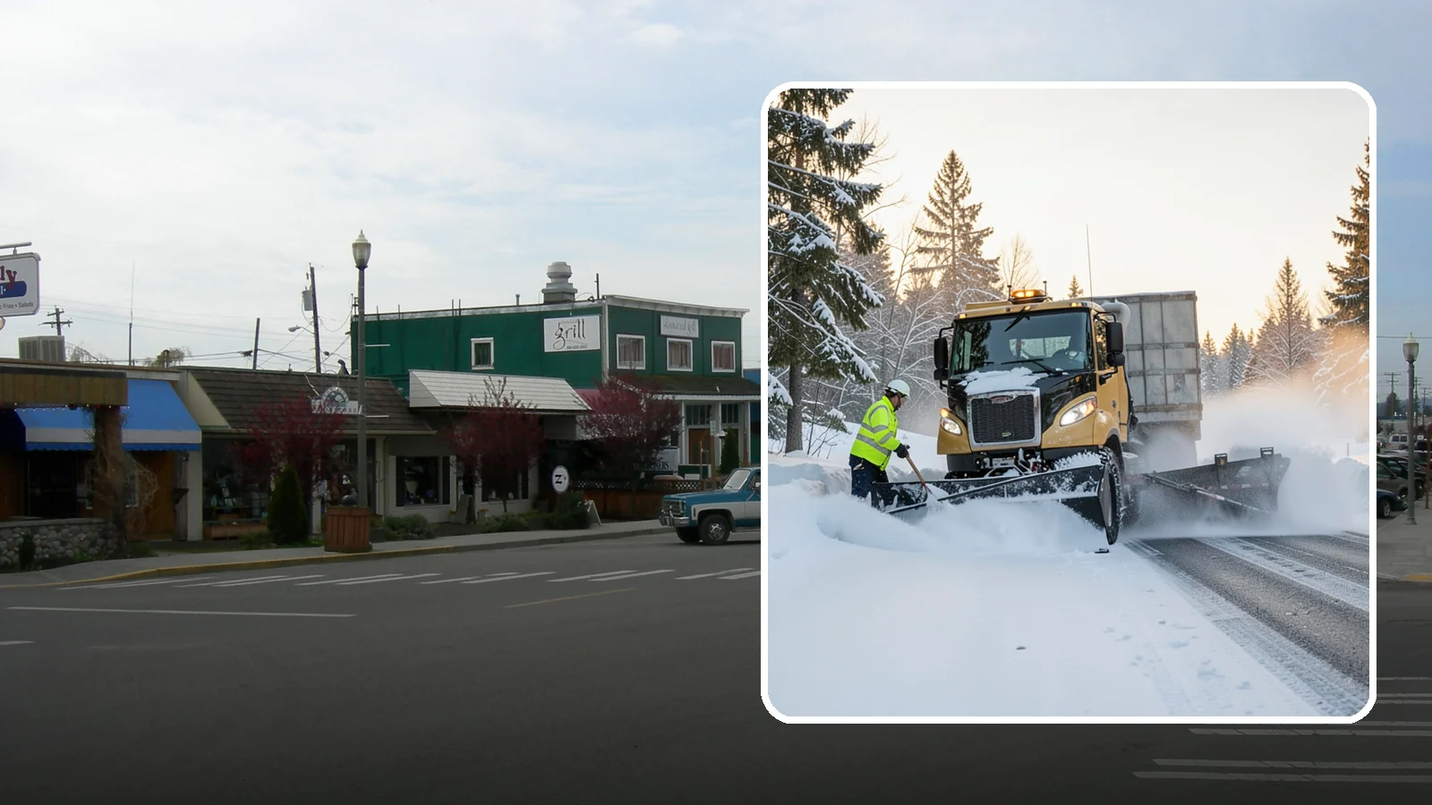 Powder Snow Removal in Stanwood, Snohomish County, WA - On the rare cold, dry spells that bring true powder to the lowlands, we clear it fast before winds redrift it.