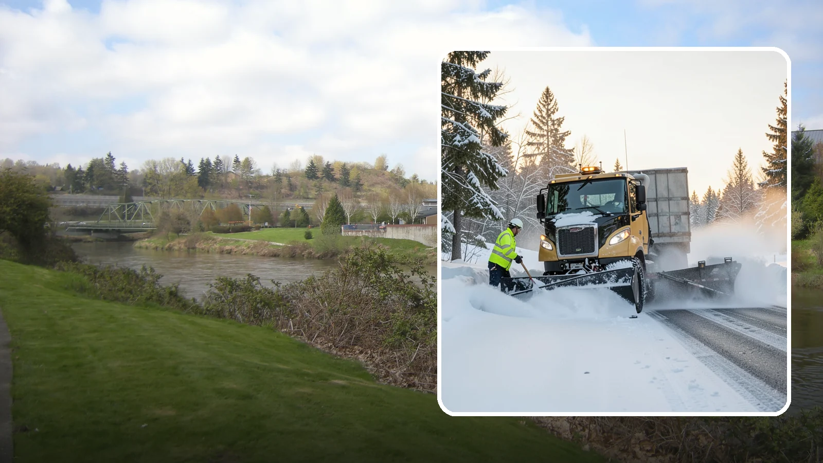 Powder Snow Removal in Tukwila, King County, WA - On the rare cold, dry spells that bring true powder to the lowlands, we clear it fast before winds redrift it.