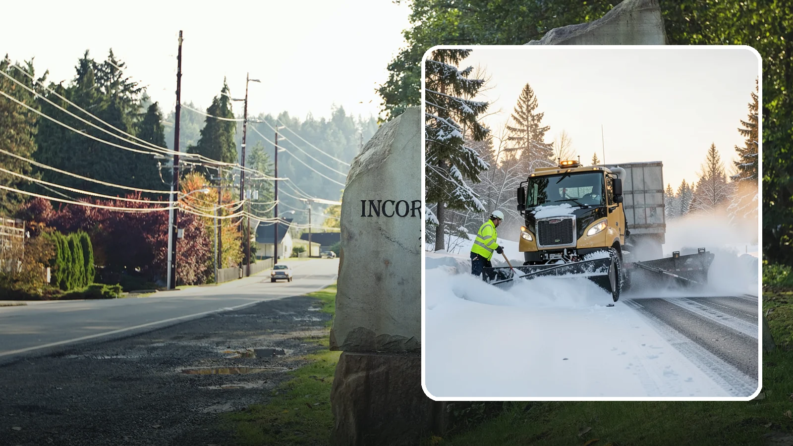 Powder Snow Removal in Wilkeson, Pierce County, WA - On the rare cold, dry spells that bring true powder to the lowlands, we clear it fast before winds redrift it.