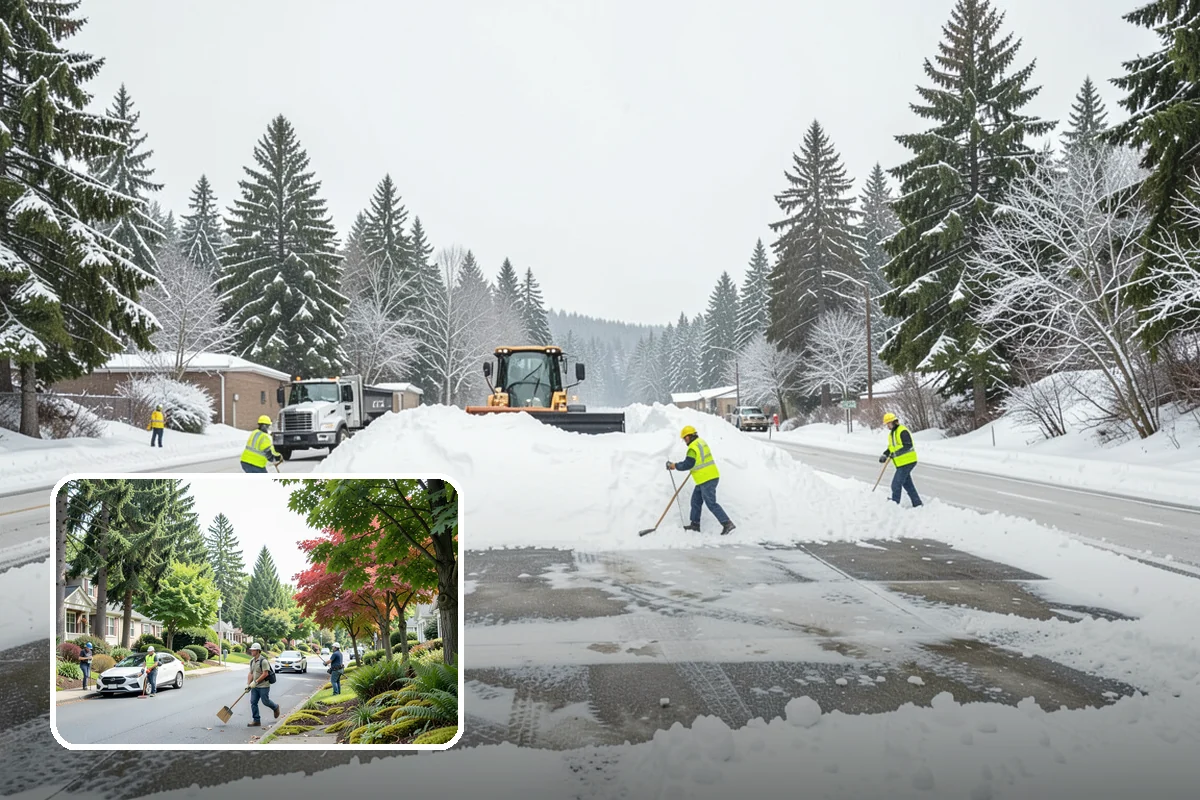 Pre-Storm Treatment in Beaux Arts Village, King County, WA - Prevents snow and ice from bonding to pavement