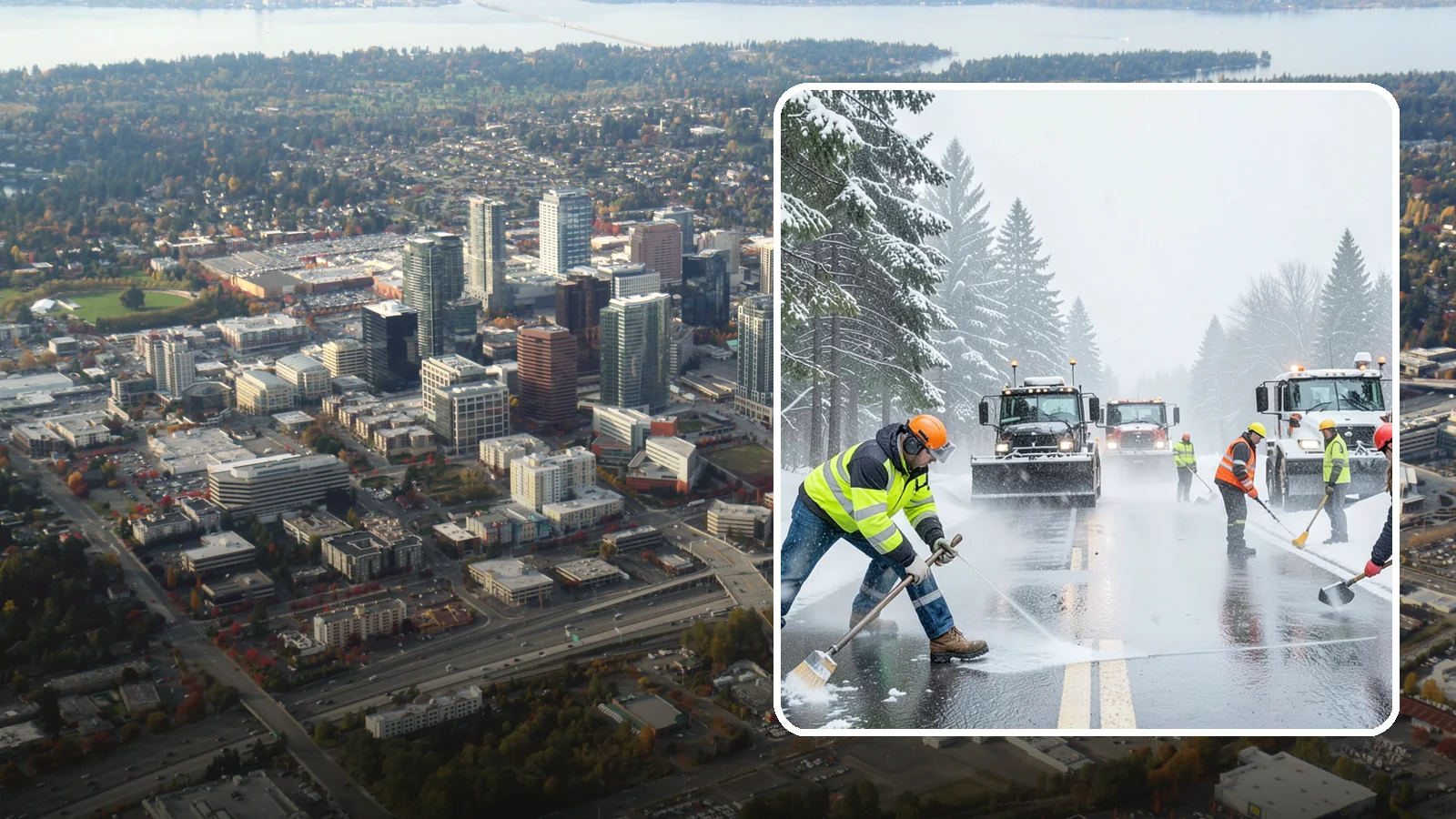 Pre-Storm Treatment in Bellevue, King County, WA - Proactive anti-icing applied before snow arrives so accumulation never bonds to your pavement.