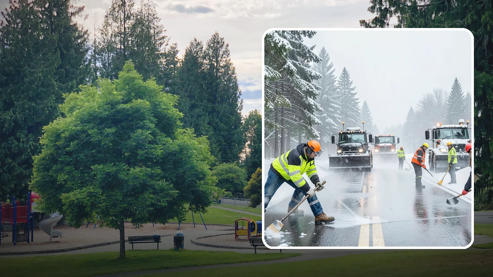Pre-Storm Treatment in Bonney Lake, Pierce County, WA - Proactive anti-icing applied before snow arrives so accumulation never bonds to your pavement.