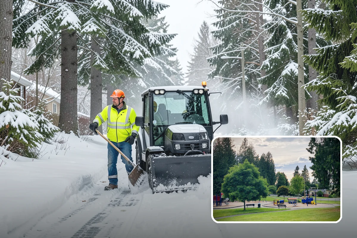 Pre-Storm Treatment in Bonney Lake, Pierce County, WA - Prevents snow and ice from bonding to pavement