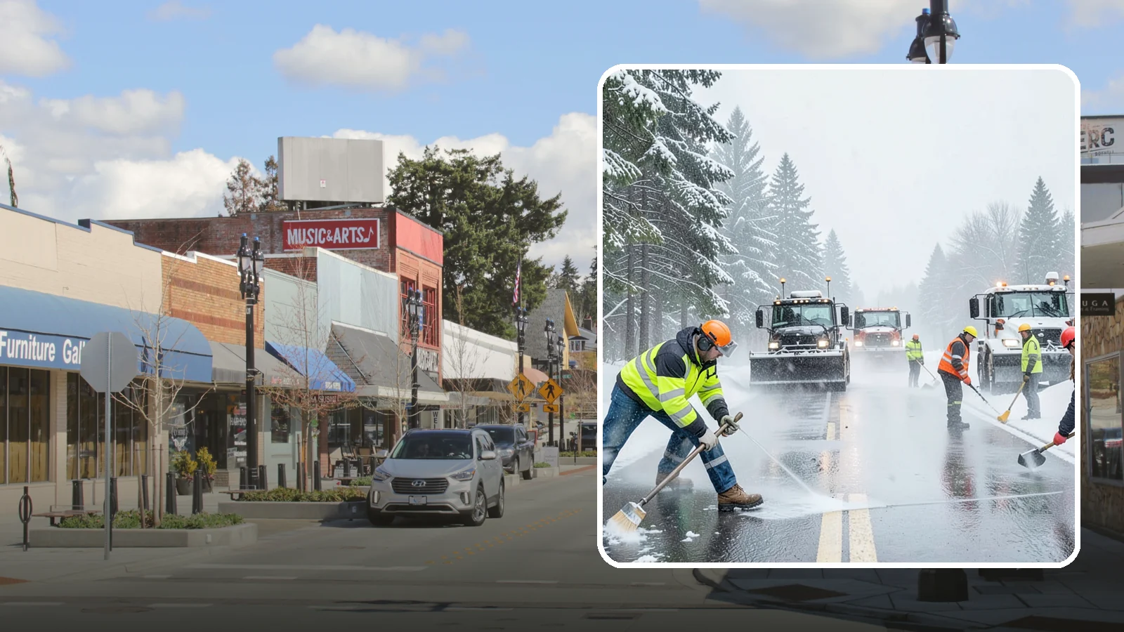 Pre-Storm Treatment in Bothell, King County, WA - Proactive anti-icing applied before snow arrives so accumulation never bonds to your pavement.