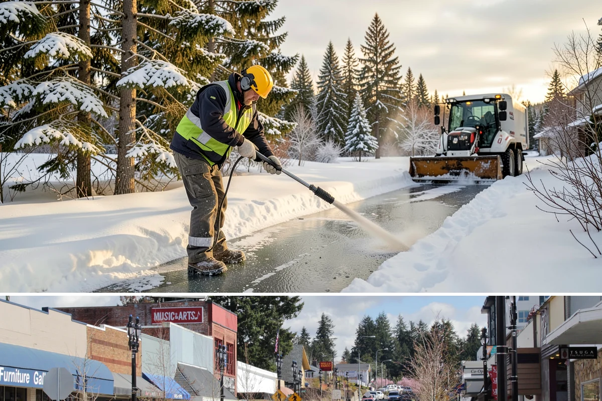 Pre-Storm Treatment in Bothell, King County, WA - Pretreatment is applied in the hours before any forecast snow, most often during December and January cold snaps.