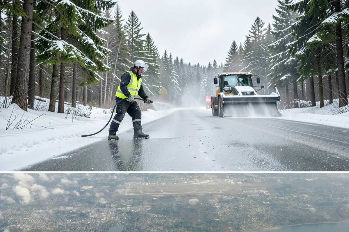 Pre-Storm Treatment in Burien, King County, WA - Pretreatment is applied in the hours before any forecast snow, most often during December and January cold snaps.