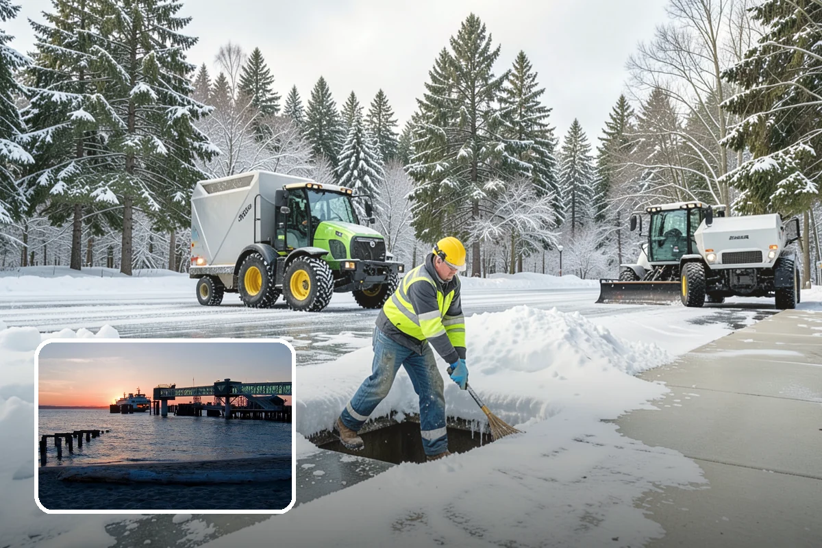 Pre-Storm Treatment in Edmonds, Snohomish County, WA - Prevents snow and ice from bonding to pavement