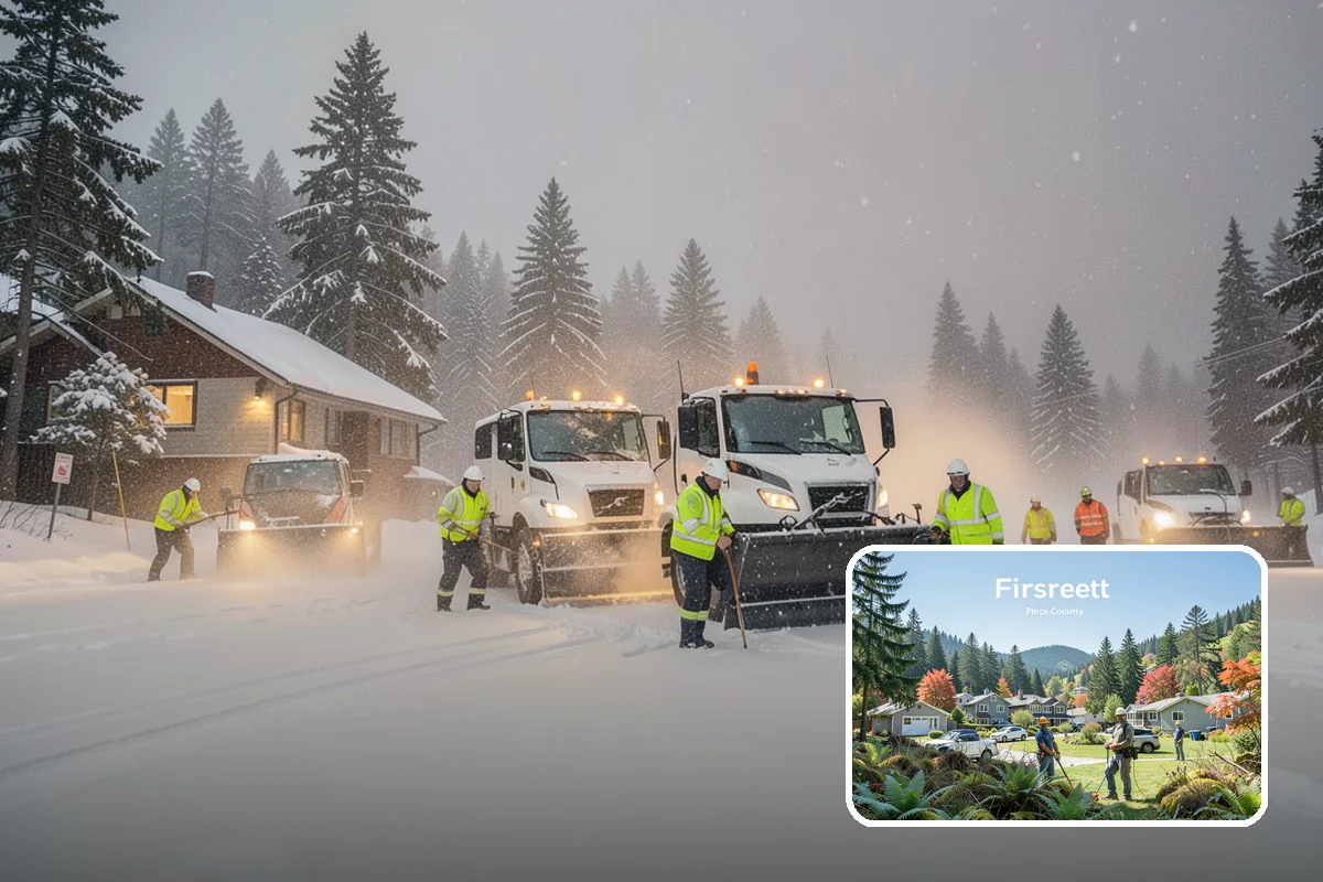 Pre-Storm Treatment in Fircrest, Pierce County, WA - Prevents snow and ice from bonding to pavement