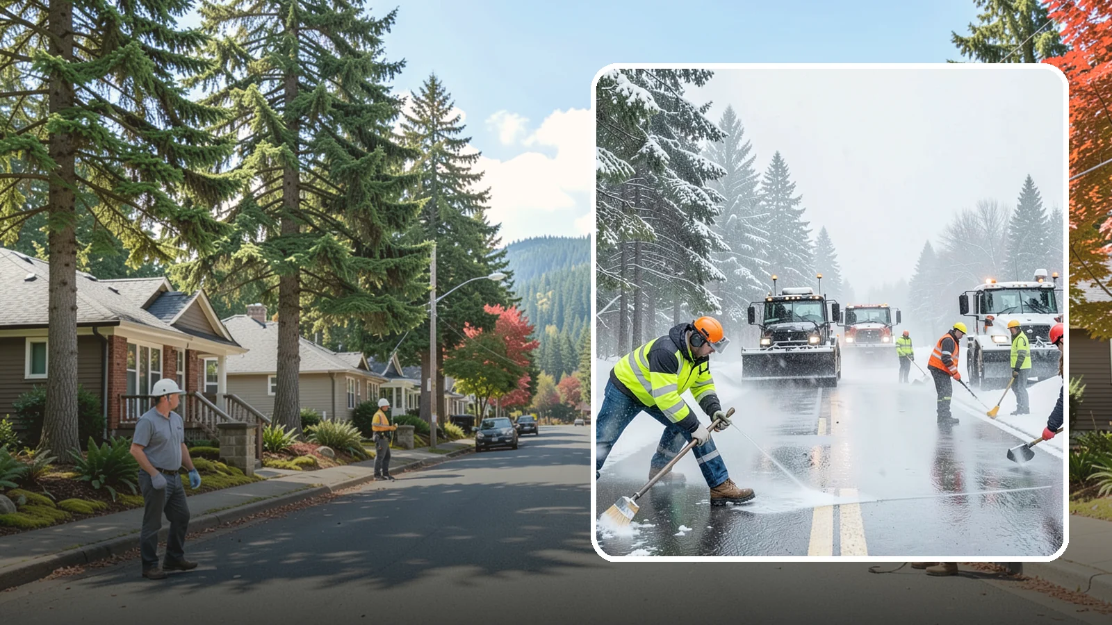 Pre-Storm Treatment in Hunts Point, King County, WA - Proactive anti-icing applied before snow arrives so accumulation never bonds to your pavement.