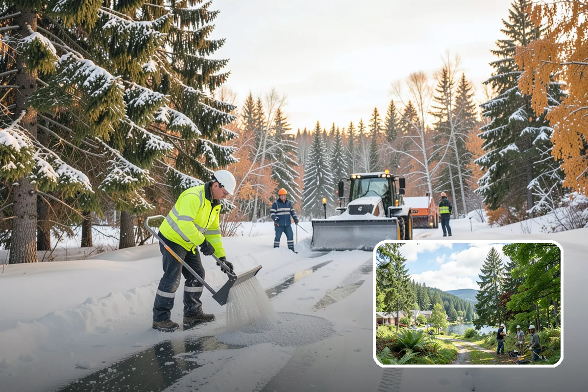 Pre-Storm Treatment in Lake Forest Park, King County, WA - Prevents snow and ice from bonding to pavement