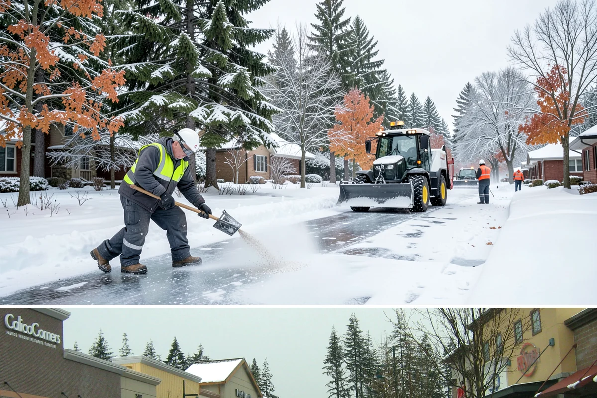 Pre-Storm Treatment in Mill Creek, Snohomish County, WA - Pretreatment is applied in the hours before any forecast snow, most often during December and January cold snaps.
