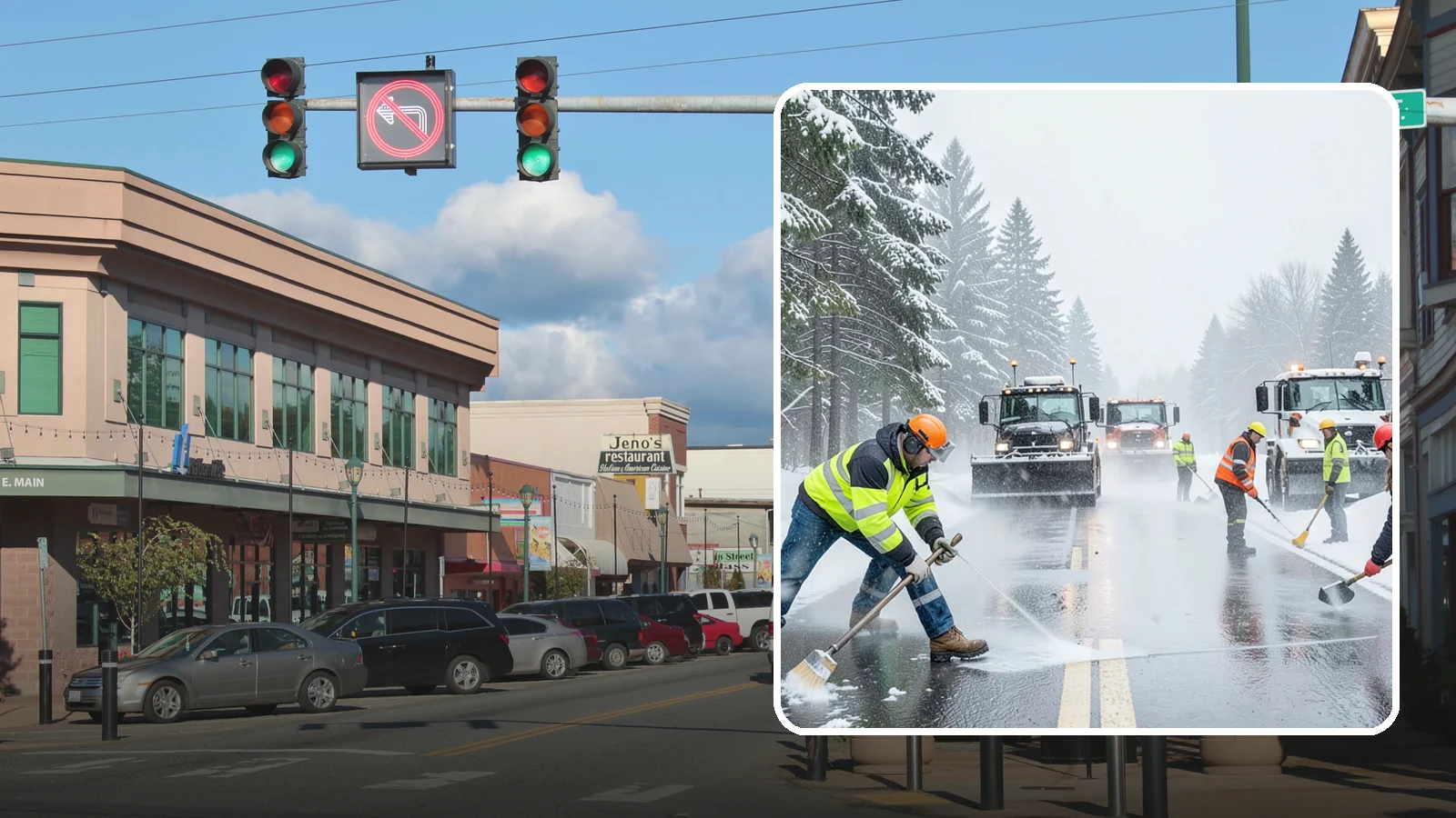 Pre-Storm Treatment in Monroe, Snohomish County, WA - Proactive anti-icing applied before snow arrives so accumulation never bonds to your pavement.