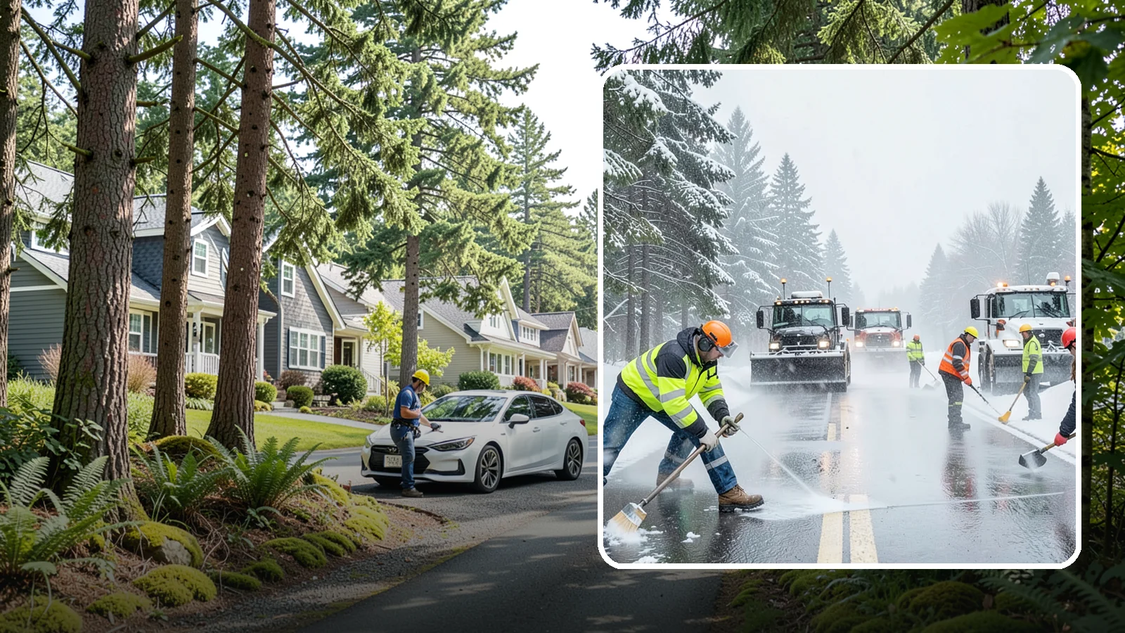 Pre-Storm Treatment in Normandy Park, King County, WA - Proactive anti-icing applied before snow arrives so accumulation never bonds to your pavement.