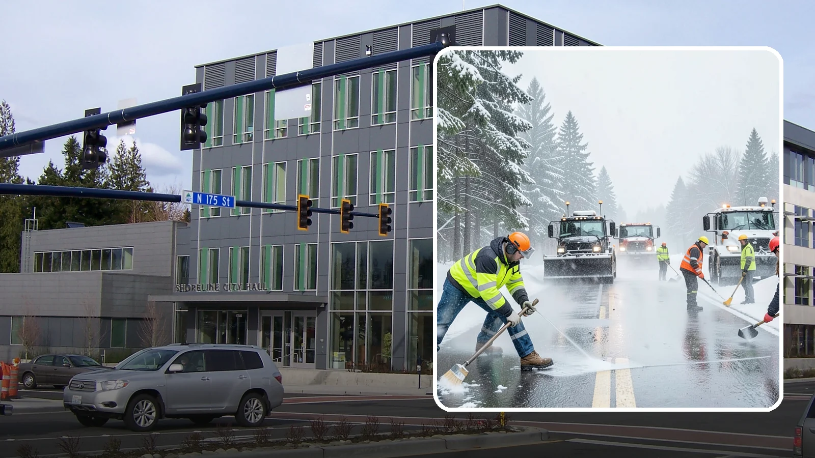Pre-Storm Treatment in Shoreline, King County, WA - Proactive anti-icing applied before snow arrives so accumulation never bonds to your pavement.