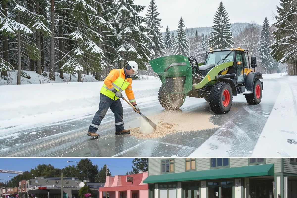 Pre-Storm Treatment in Snoqualmie, King County, WA - Pretreatment is applied in the hours before any forecast snow, most often during December and January cold snaps.