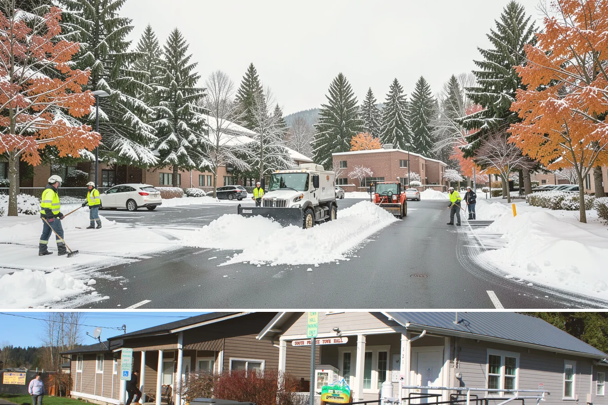 Pre-Storm Treatment in South Prairie, Pierce County, WA - Pretreatment is applied in the hours before any forecast snow, most often during December and January cold snaps.