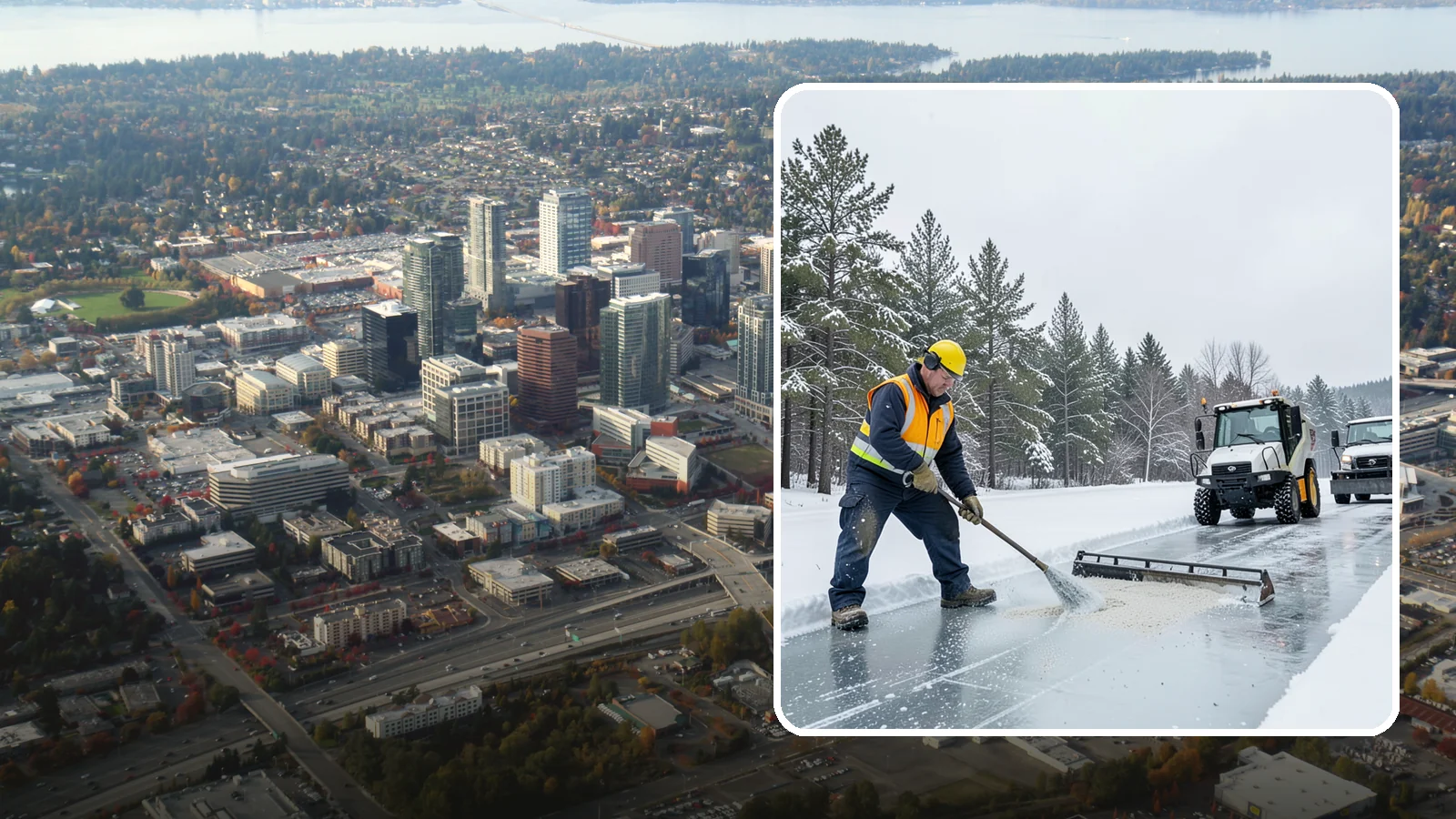 Pretreatment Services in Bellevue, King County, WA - Pretreatment services lay down deicer before a freeze so ice never gets a chance to bond to your pavement.