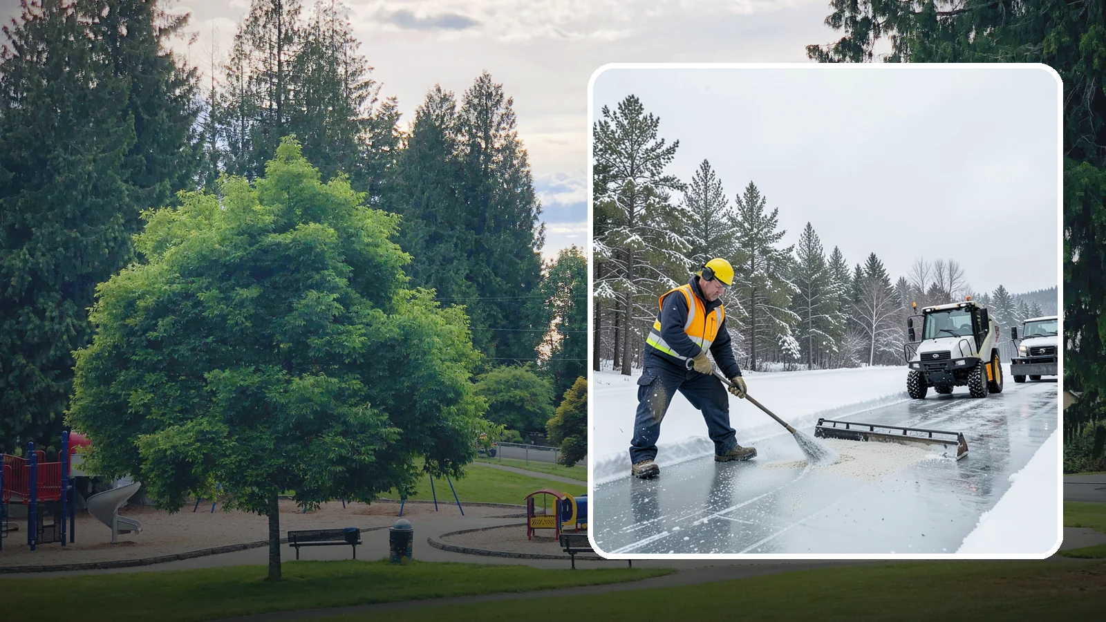Pretreatment Services in Bonney Lake, Pierce County, WA - Pretreatment services lay down deicer before a freeze so ice never gets a chance to bond to your pavement.