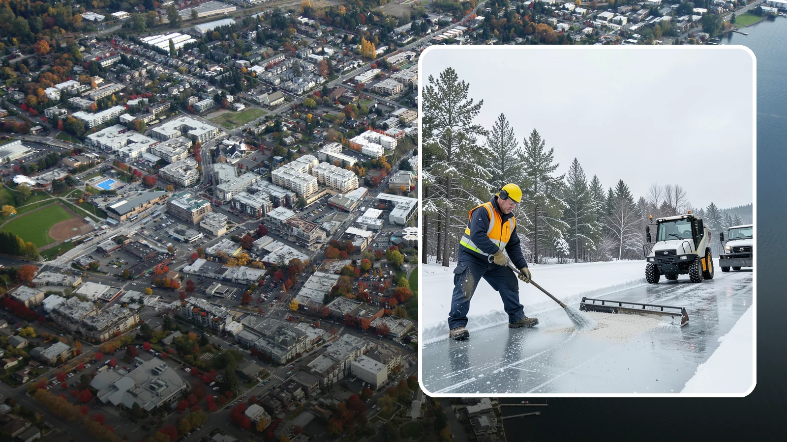 Pretreatment Services in Kirkland, King County, WA - Pretreatment services lay down deicer before a freeze so ice never gets a chance to bond to your pavement.