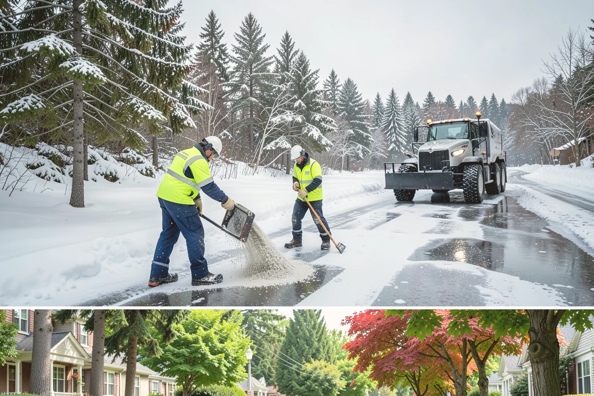 Property Management Deicing in Beaux Arts Village, King County, WA - Coverage spans the winter across every managed site, with coordinated portfolio-wide readiness during each lowland freezing-rain...