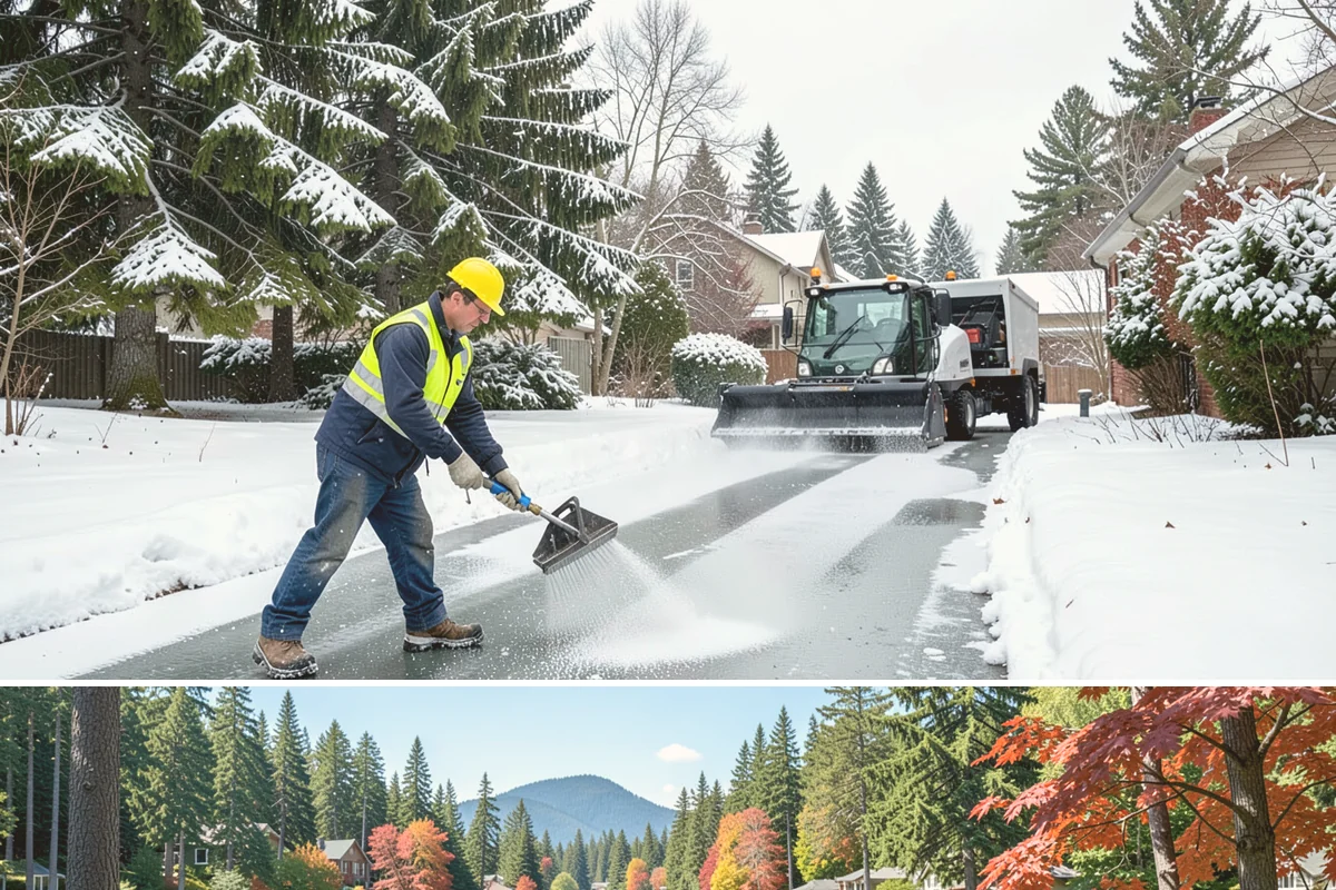 Property Management Deicing in Covington, King County, WA - Coverage spans the winter across every managed site, with coordinated portfolio-wide readiness during each lowland freezing-rain...