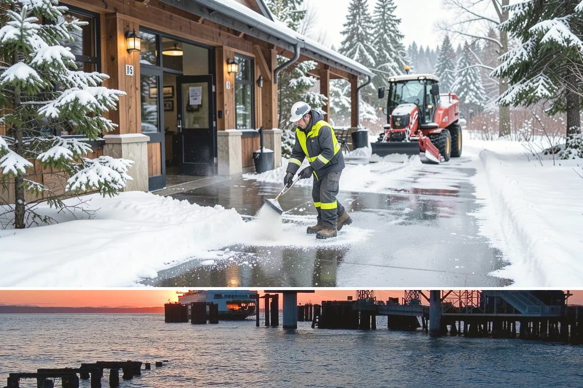 Property Management Deicing in Edmonds, Snohomish County, WA - Coverage spans the winter across every managed site, with coordinated portfolio-wide readiness during each lowland freezing-rain...
