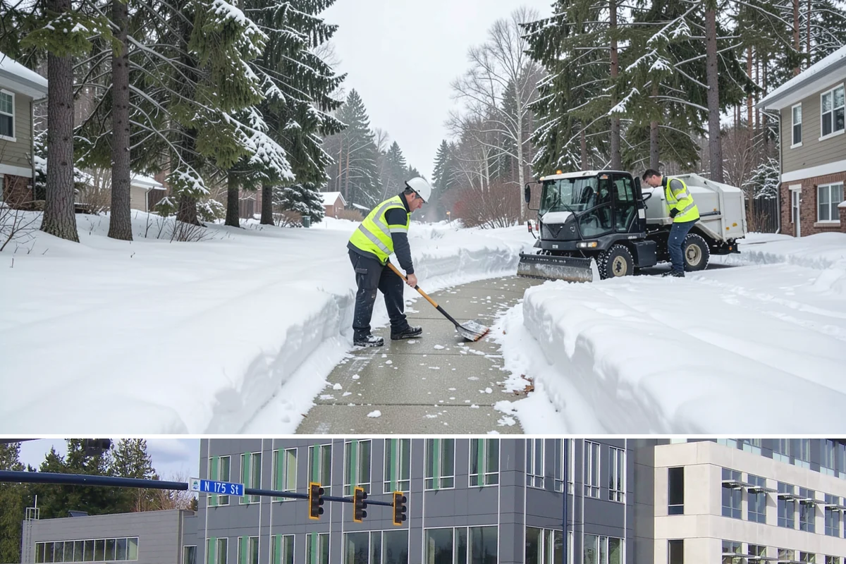 Property Management Deicing in Shoreline, King County, WA - Coverage spans the winter across every managed site, with coordinated portfolio-wide readiness during each lowland freezing-rain...