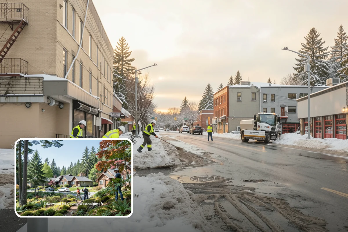 Property Management Parking Lot Snow Removal in Edgewood, Pierce County, WA - One contract and contact covers the entire property portfolio