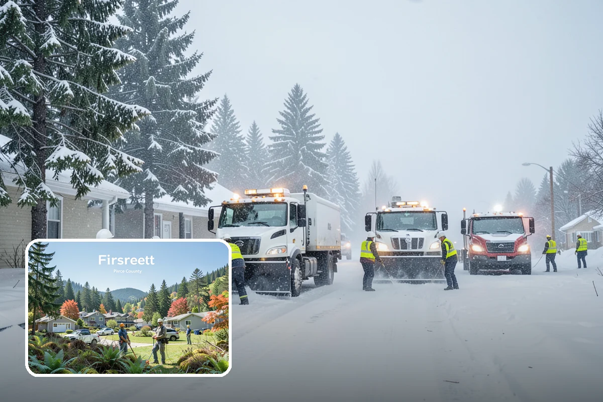 Property Management Parking Lot Snow Removal in Fircrest, Pierce County, WA - One contract and contact covers the entire property portfolio