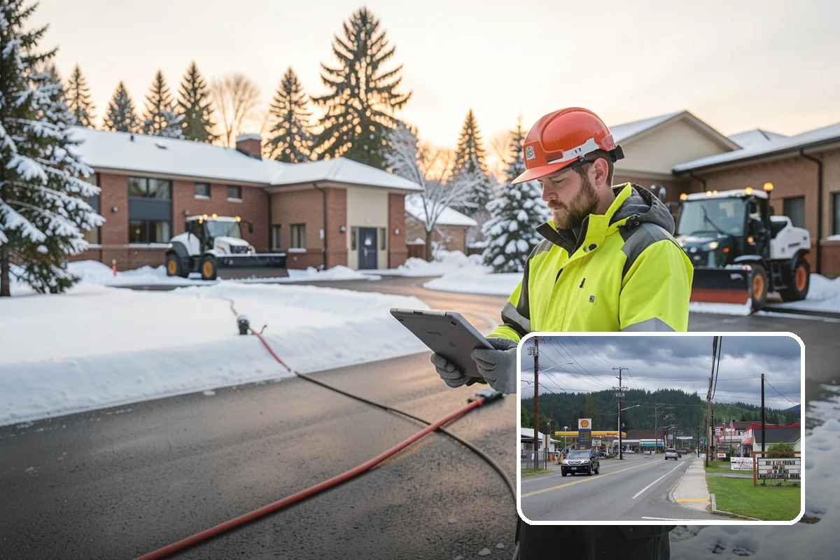Property Management Parking Lot Snow Removal in Granite Falls, Snohomish County, WA - One contract and contact covers the entire property portfolio