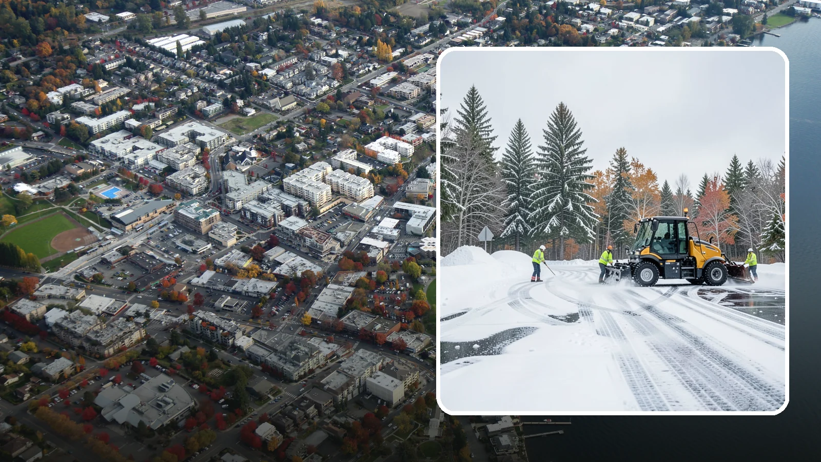 Property Management Parking Lot Snow Removal in Kirkland, King County, WA - We clear parking lots across a management portfolio under one Western Washington contract that keeps every property covered.