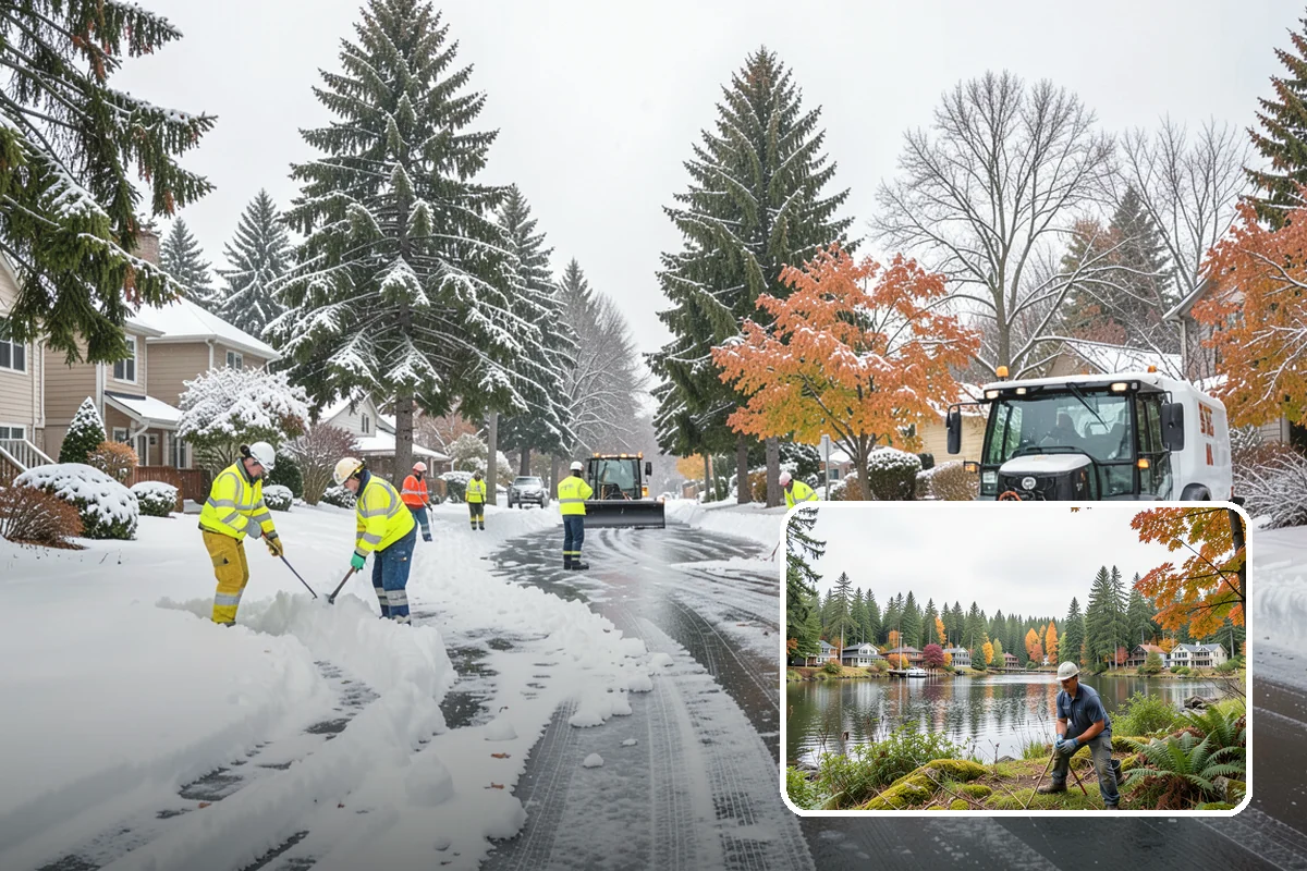 Property Management Parking Lot Snow Removal in La Conner, Skagit County, WA - One contract and contact covers the entire property portfolio