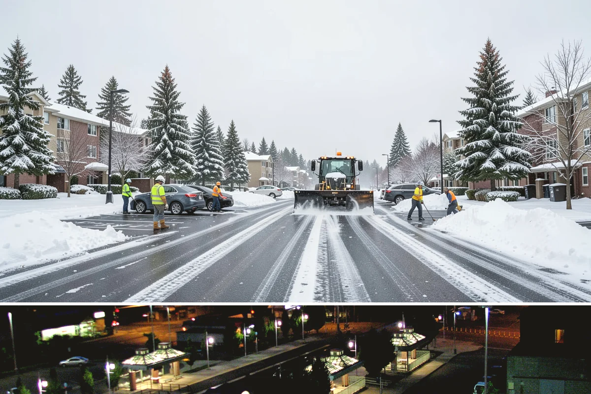 Property Management Sidewalk Clearing in Auburn, King County, WA - Property management demand spans late November through February, when portfolio-wide freeze-thaw keeps every managed walk in play.