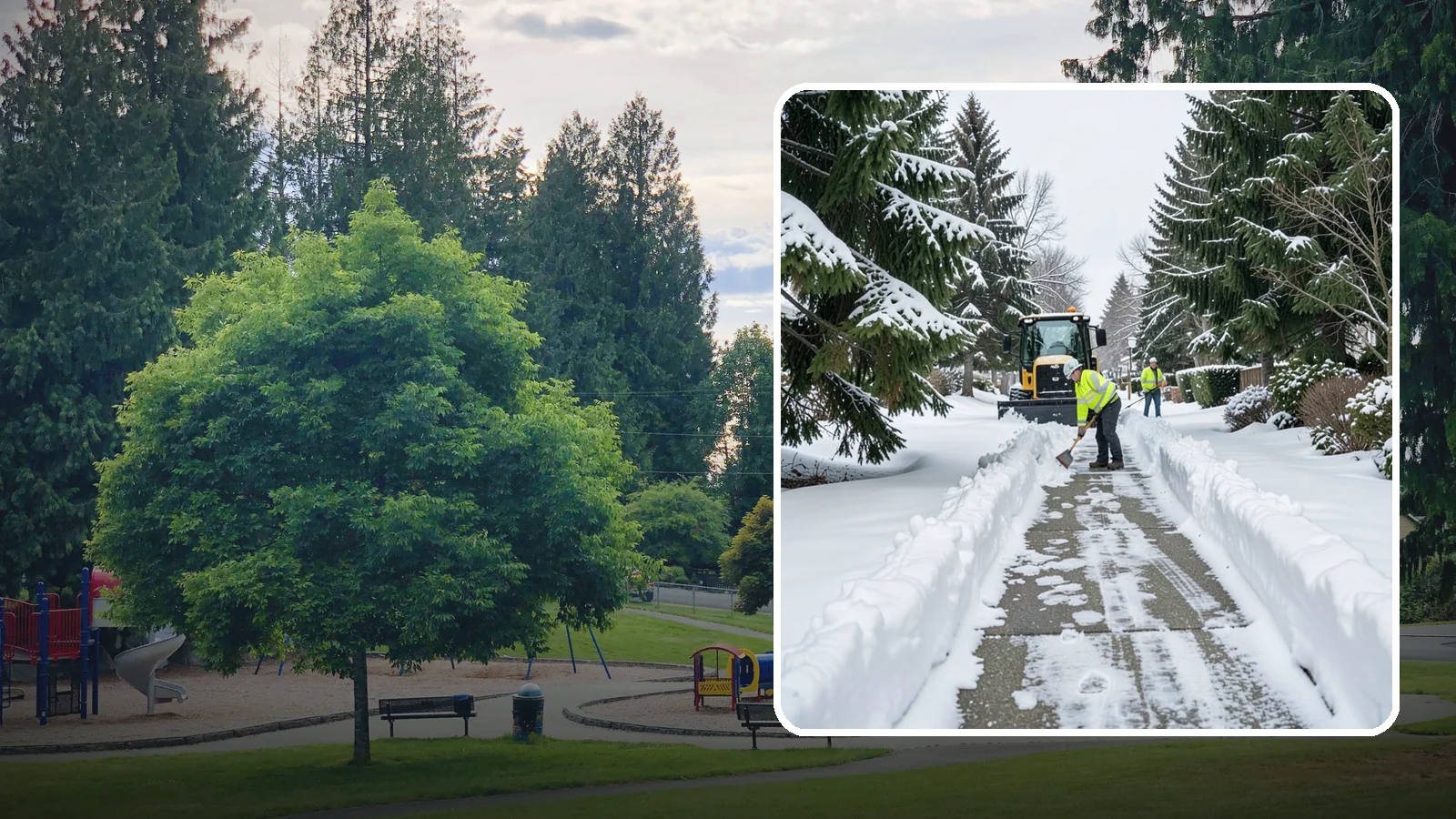 Property Management Sidewalk Clearing in Bonney Lake, Pierce County, WA - Portfolio-wide sidewalk clearing for Western Washington property managers, delivering consistent walk service and documentation...