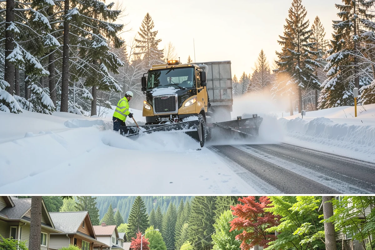 Property Management Sidewalk Clearing in Darrington, Snohomish County, WA - Property management demand spans late November through February, when portfolio-wide freeze-thaw keeps every managed walk in play.