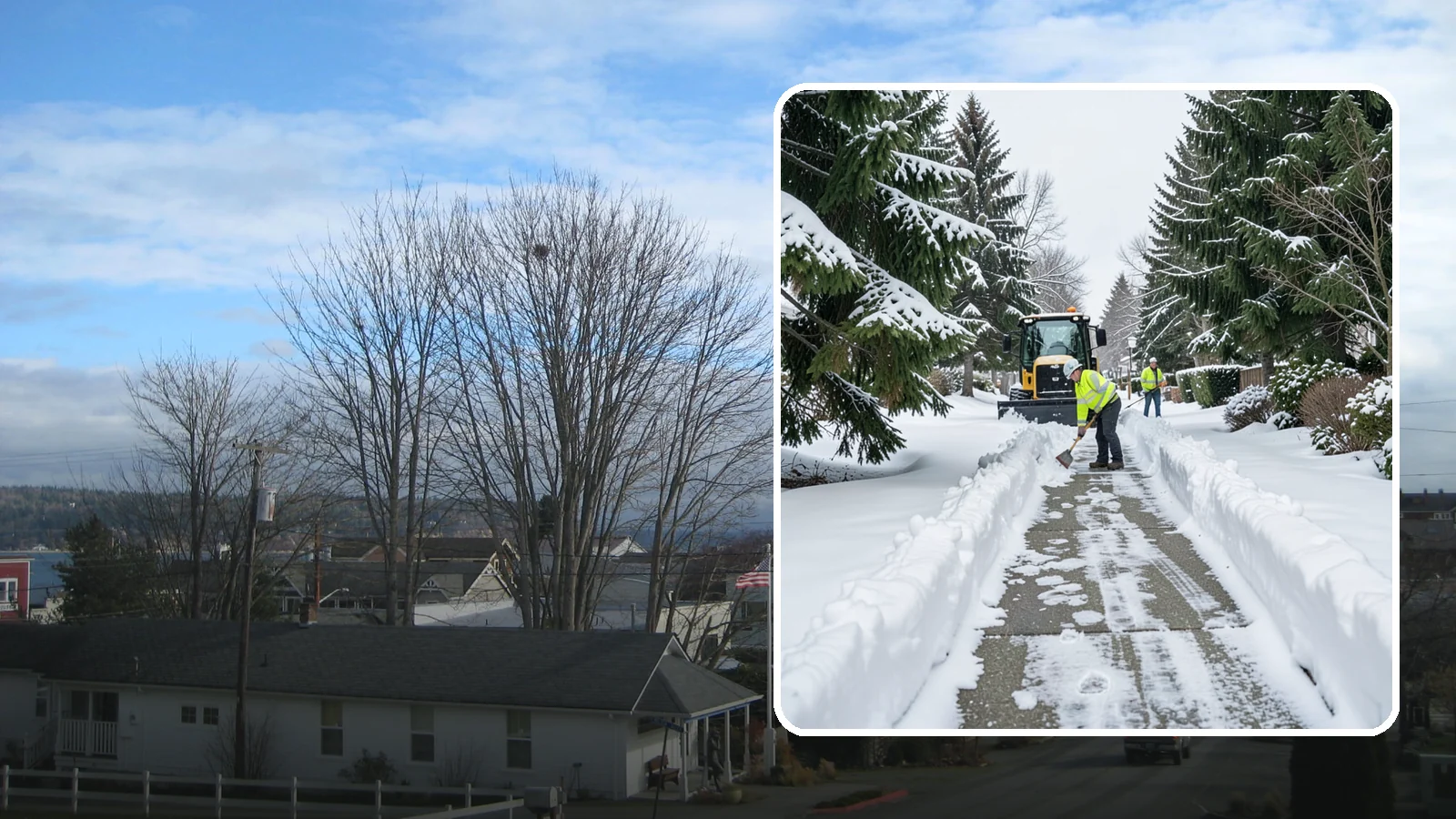 Property Management Sidewalk Clearing in Langley, Island County, WA - Portfolio-wide sidewalk clearing for Western Washington property managers, delivering consistent walk service and documentation...