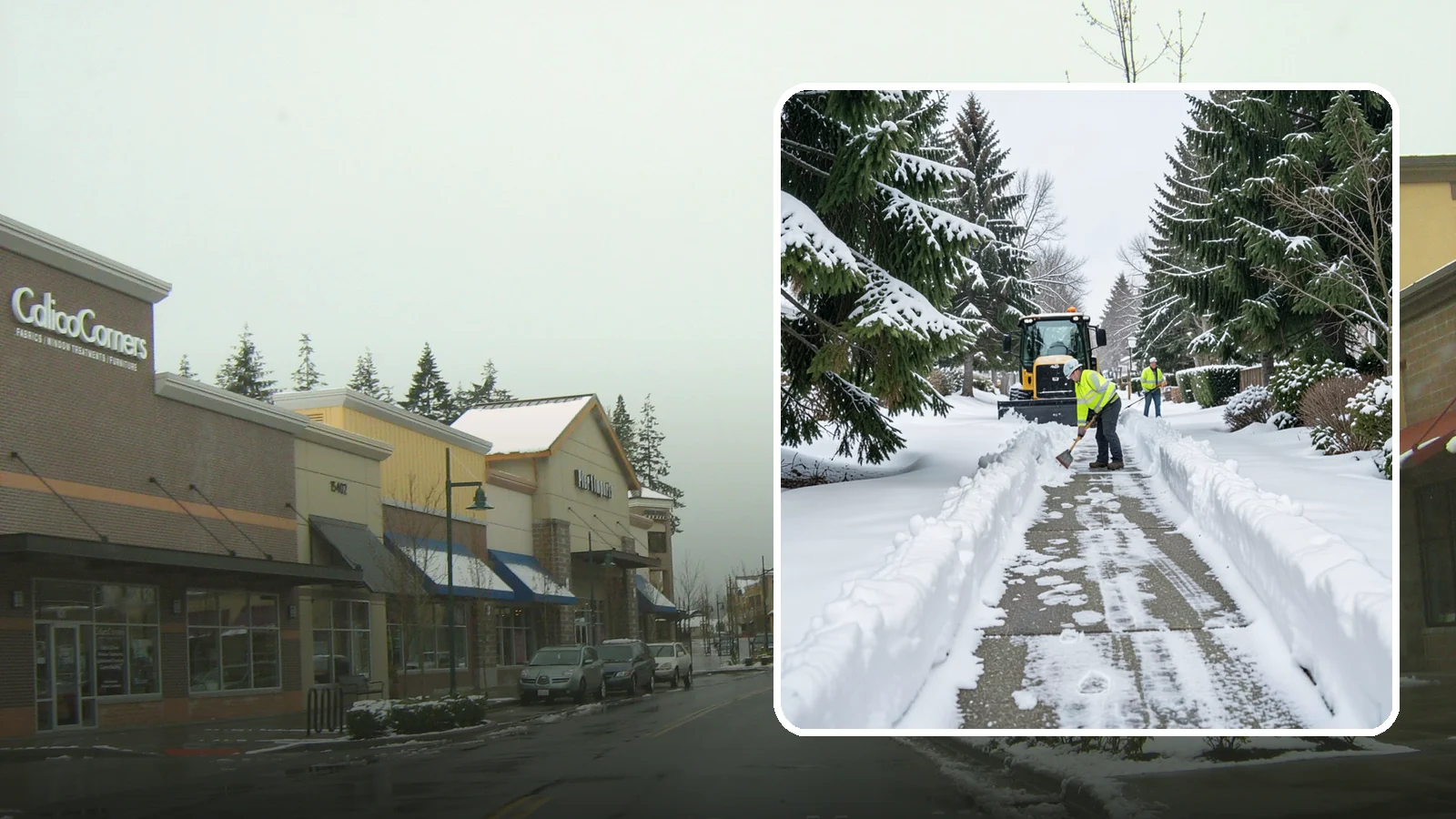 Property Management Sidewalk Clearing in Mill Creek, Snohomish County, WA - Portfolio-wide sidewalk clearing for Western Washington property managers, delivering consistent walk service and documentation...