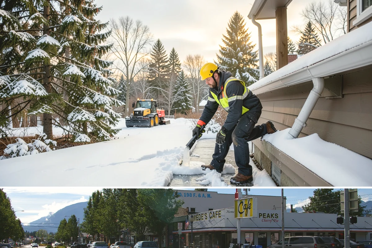 Property Management Sidewalk Clearing in North Bend, King County, WA - Property management demand spans late November through February, when portfolio-wide freeze-thaw keeps every managed walk in play.