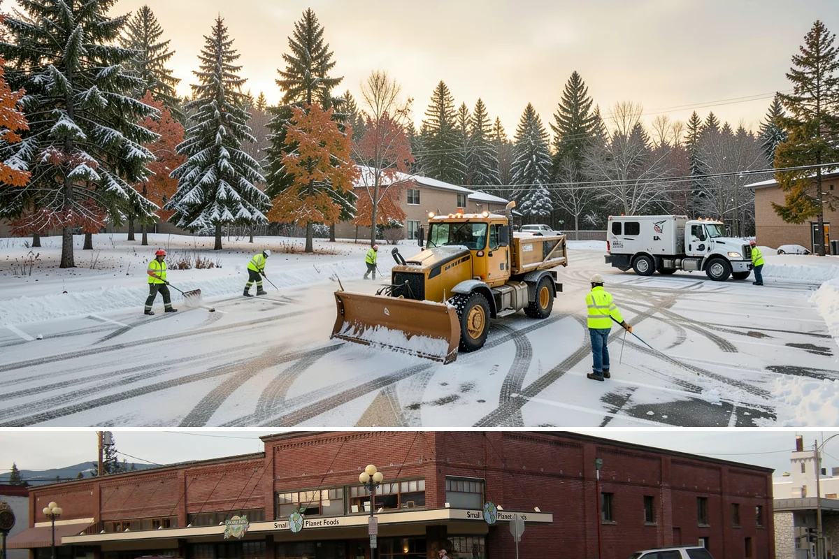 Property Management Sidewalk Clearing in Sedro-Woolley, Skagit County, WA - Property management demand spans late November through February, when portfolio-wide freeze-thaw keeps every managed walk in play.