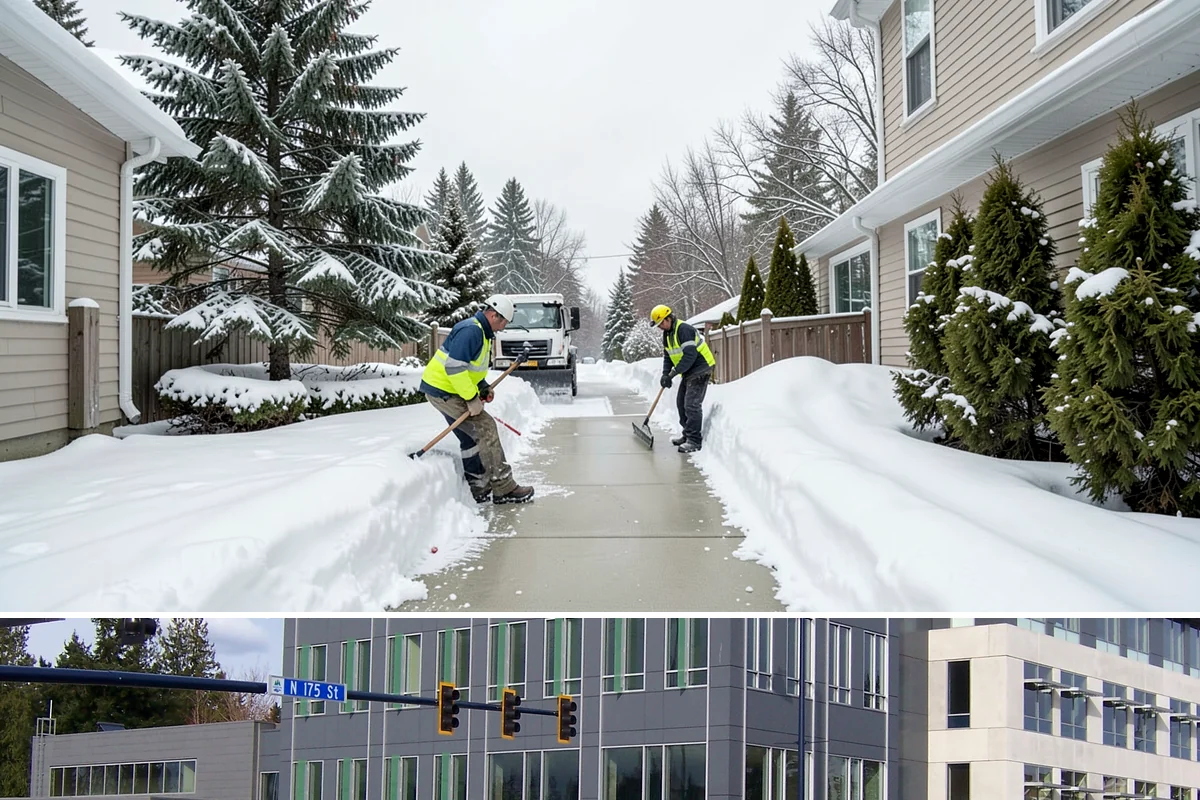 Property Management Sidewalk Clearing in Shoreline, King County, WA - Property management demand spans late November through February, when portfolio-wide freeze-thaw keeps every managed walk in play.