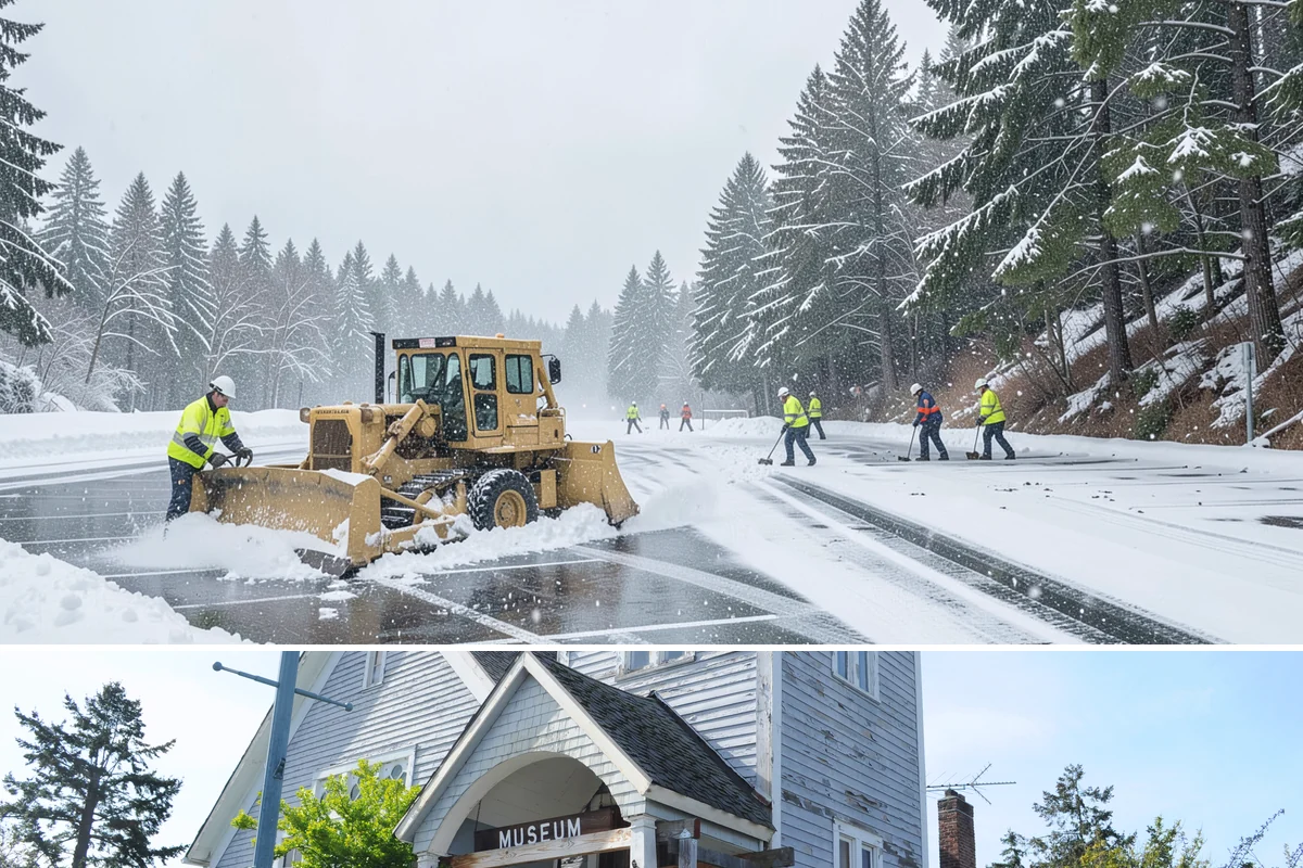Property Management Sidewalk Clearing in Steilacoom, Pierce County, WA - Property management demand spans late November through February, when portfolio-wide freeze-thaw keeps every managed walk in play.