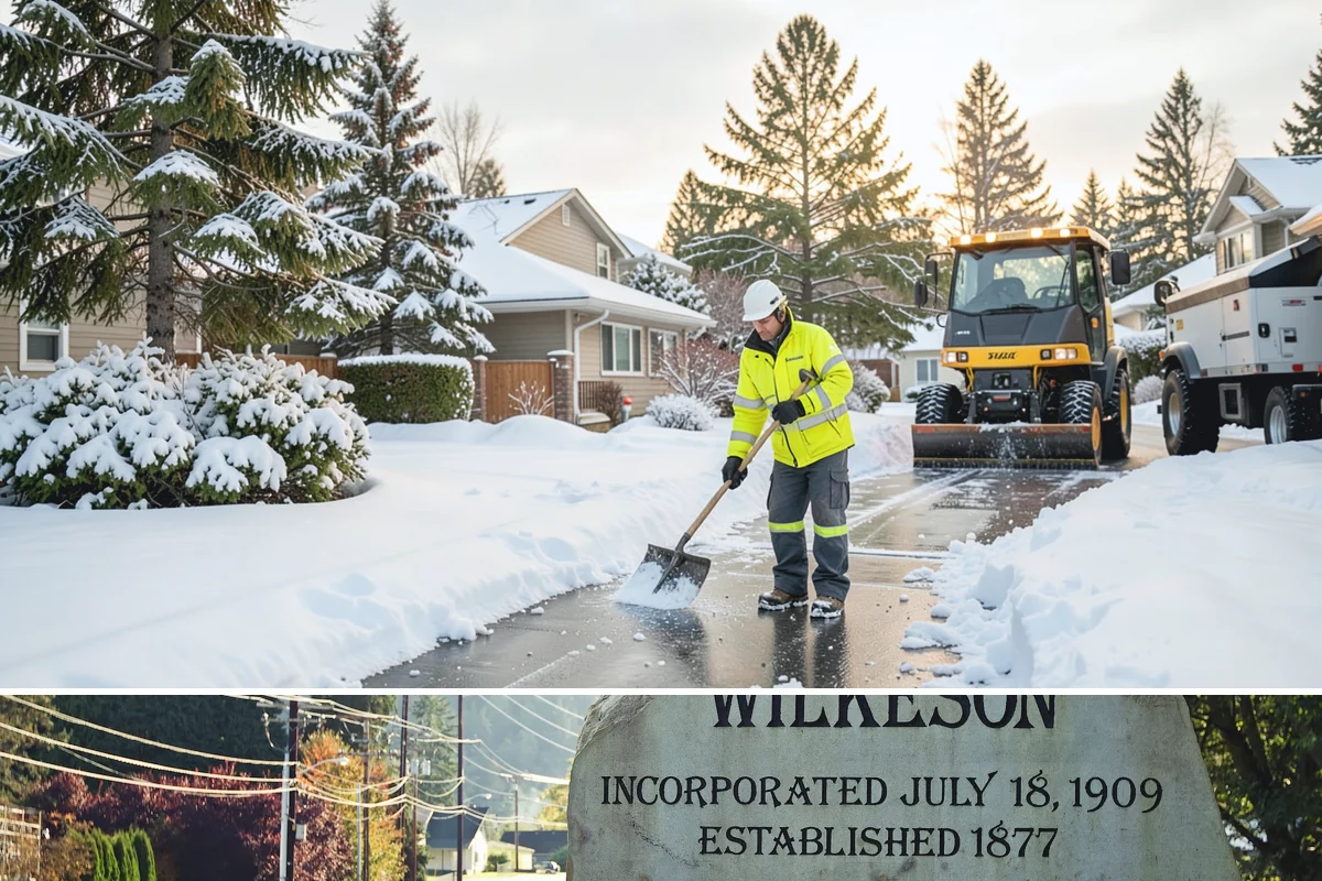 Property Management Sidewalk Clearing in Wilkeson, Pierce County, WA - Property management demand spans late November through February, when portfolio-wide freeze-thaw keeps every managed walk in play.