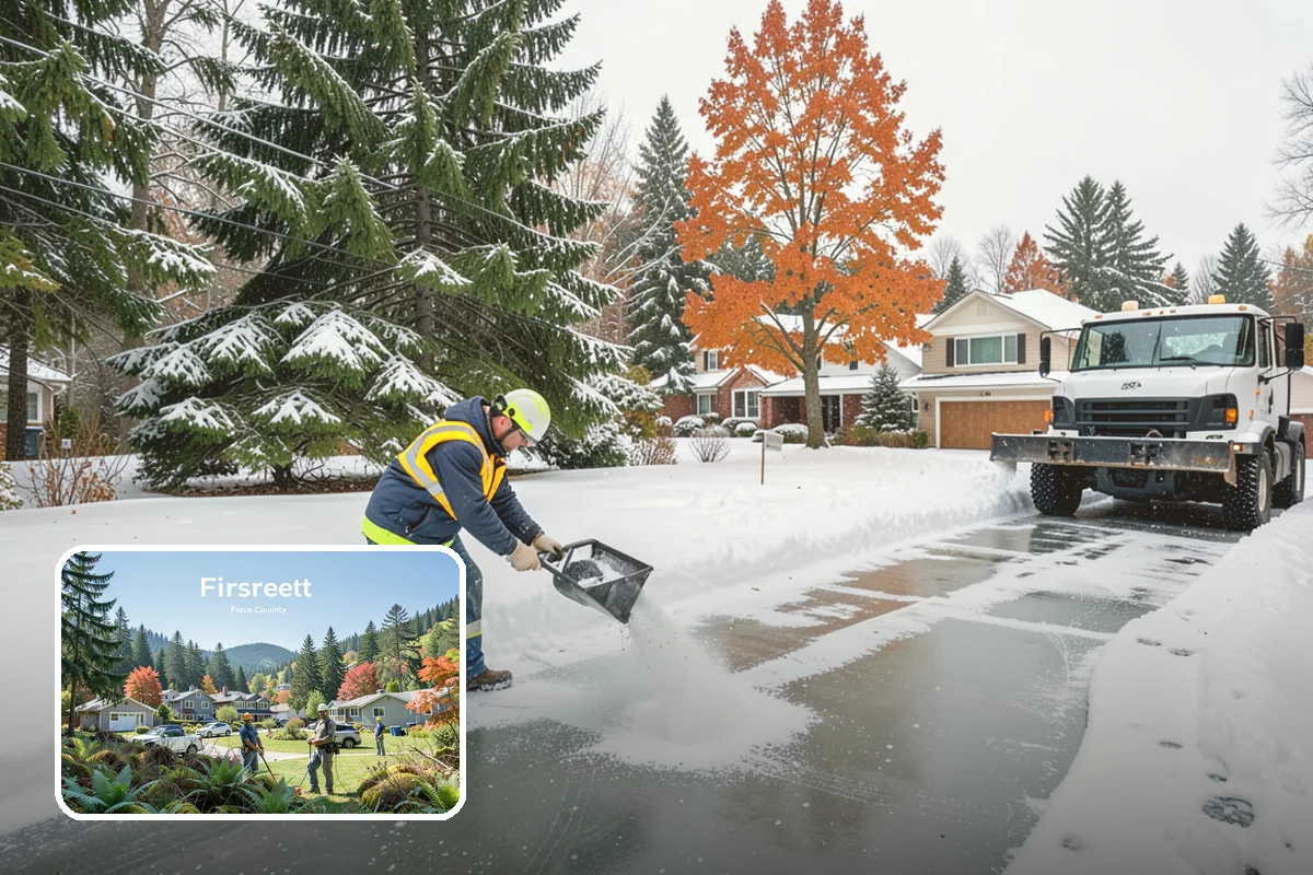 Property Management Snow Plowing in Fircrest, Pierce County, WA - Entire portfolio served under one contract and contact