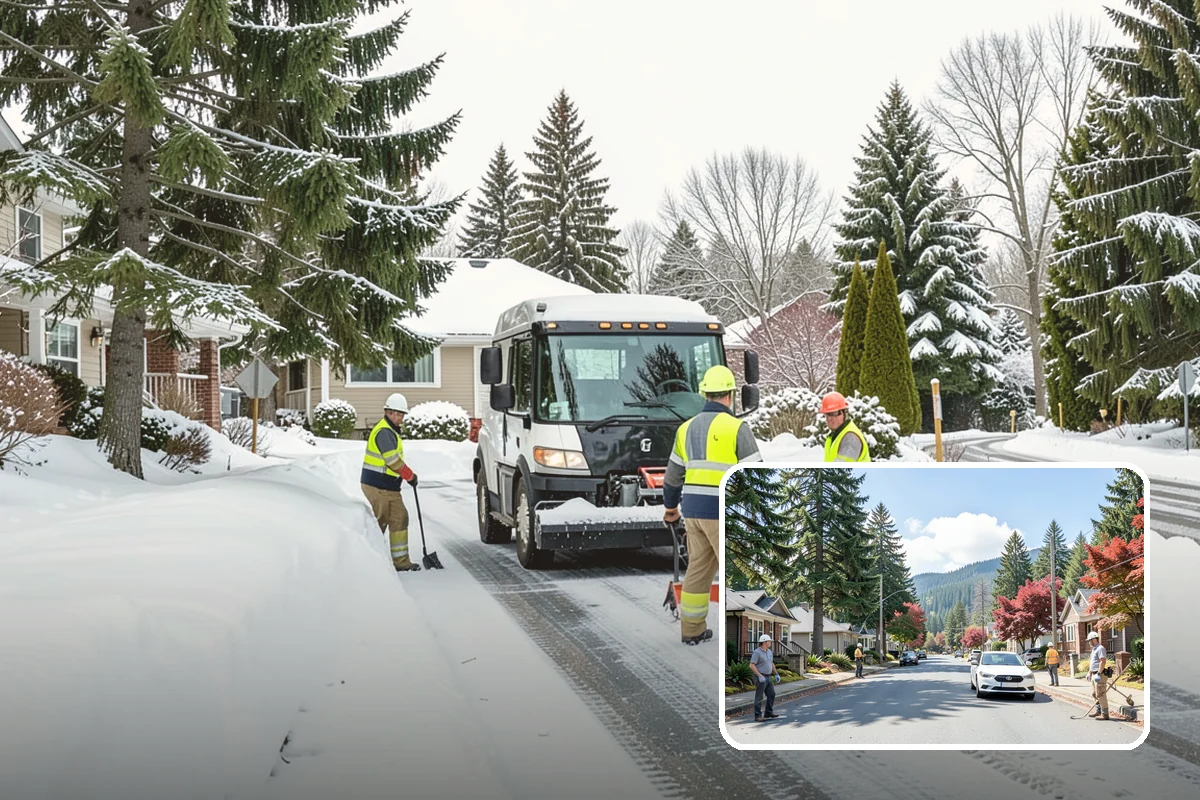 Property Management Snow Plowing in Hunts Point, King County, WA - Entire portfolio served under one contract and contact